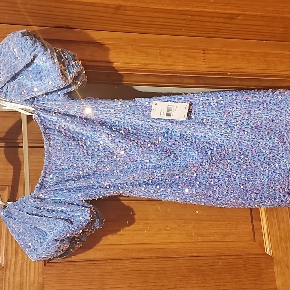 Sky Blue Sequin Fabric